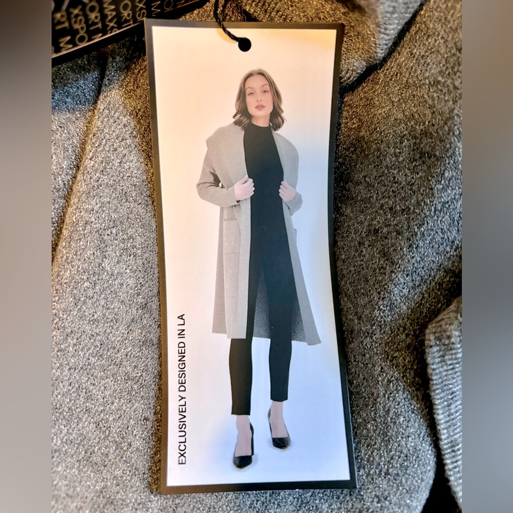 MAXSPORT long heather gray duster cardigan/coat